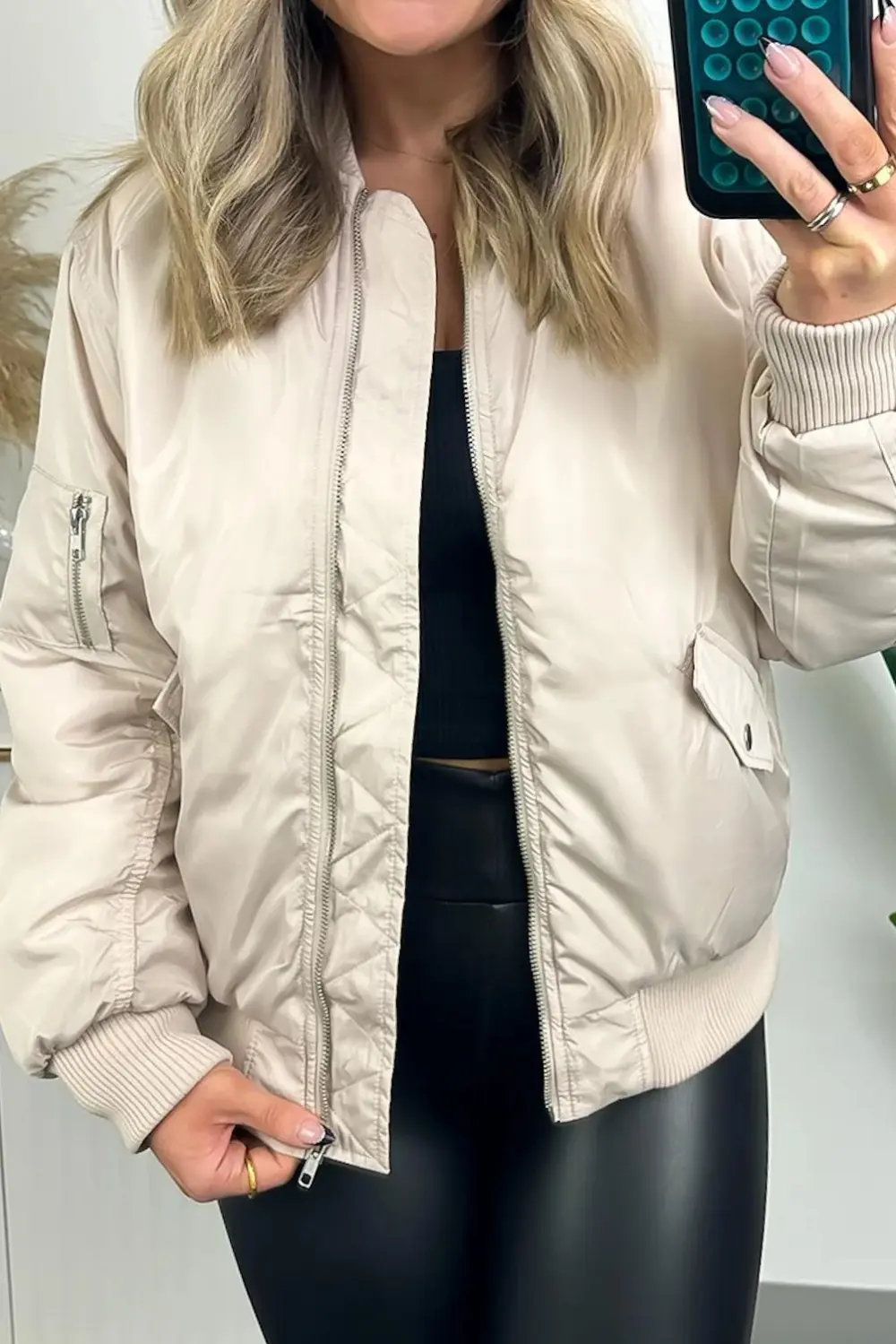 Casual Style Ruched Bomber Jacket