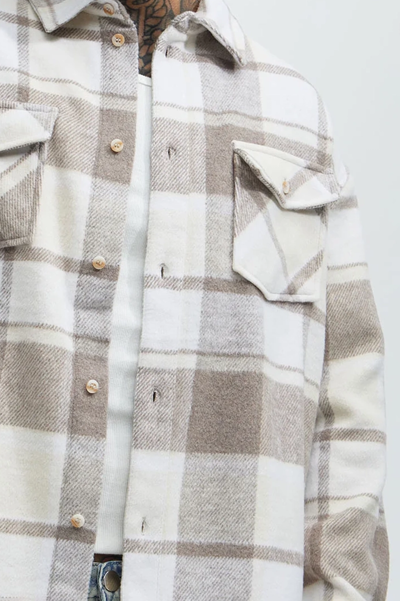 Wanted Plaid Shacket - Cream