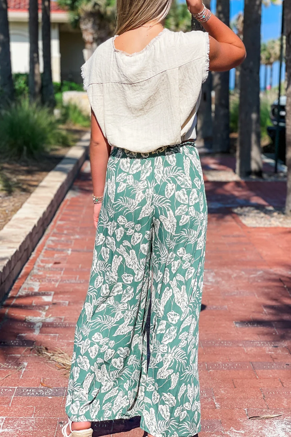 Green Floral Loose Fit Trousers