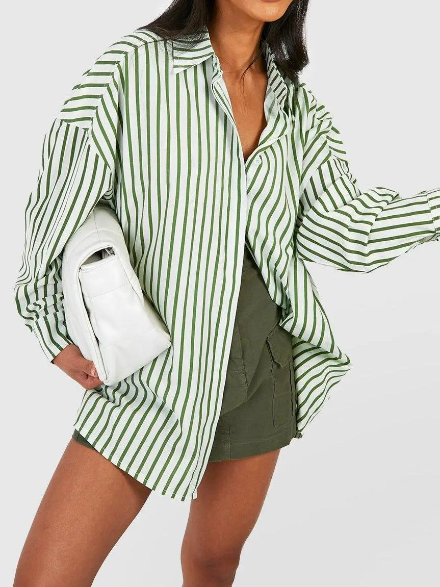 STRIPE DROP SHOULDER OVERSIZED SHIRT