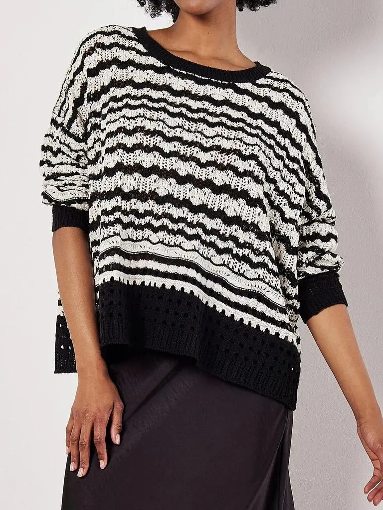 Pointelle Stripe Crochet Jumper