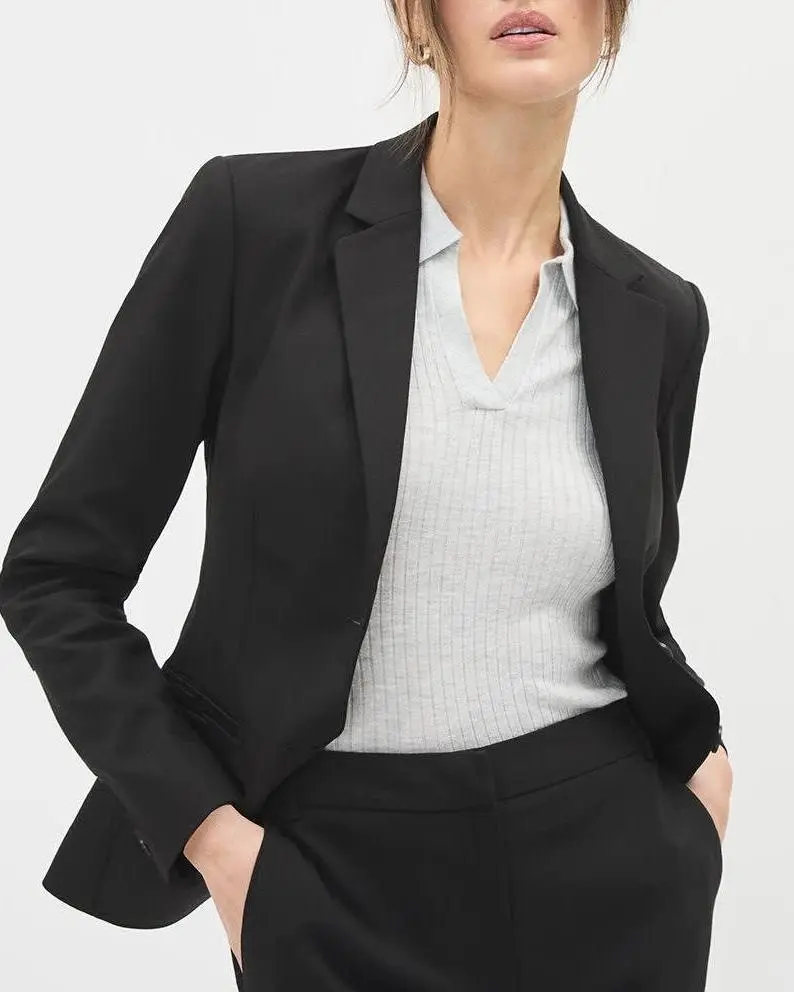 Limitless Black Two-Button Short Fitted Blazer