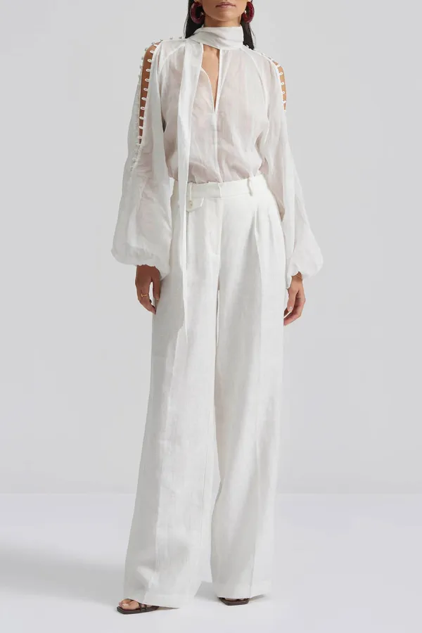 Wide Leg Drawstring Trousers