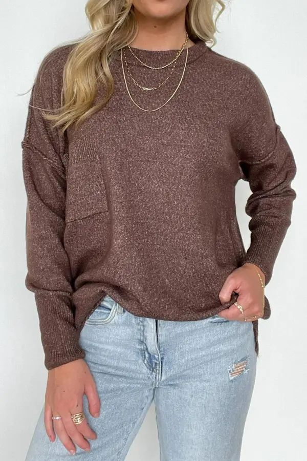 High Low Hem Pocket Sweater