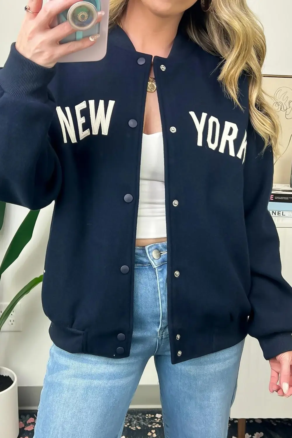 New York Button Up Varsity Jacket