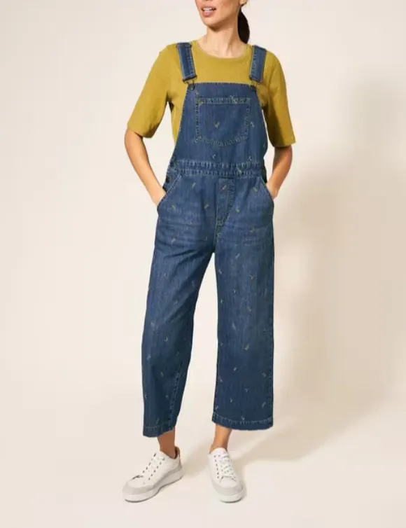 Embroidered Crop Dungaree