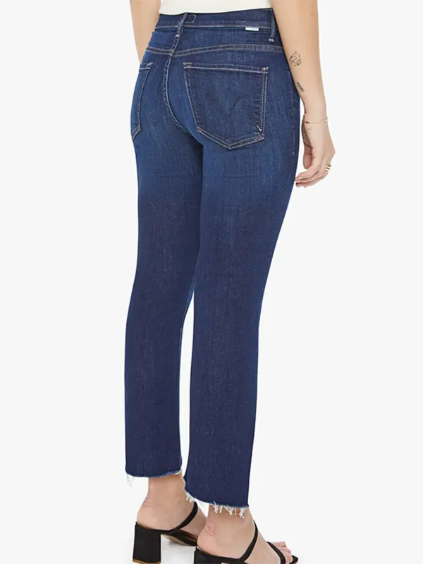 High Rise Straight Leg Destructed Jeans