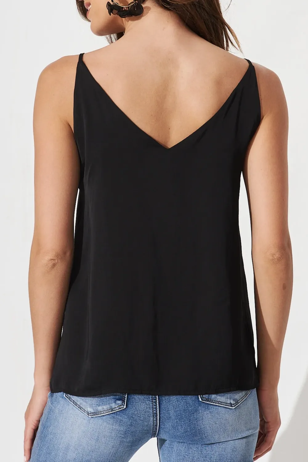 Black V Neck Spaghetti Strap Camisole