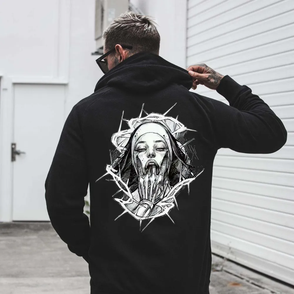 Evil Nun Printed Men's Hoodie