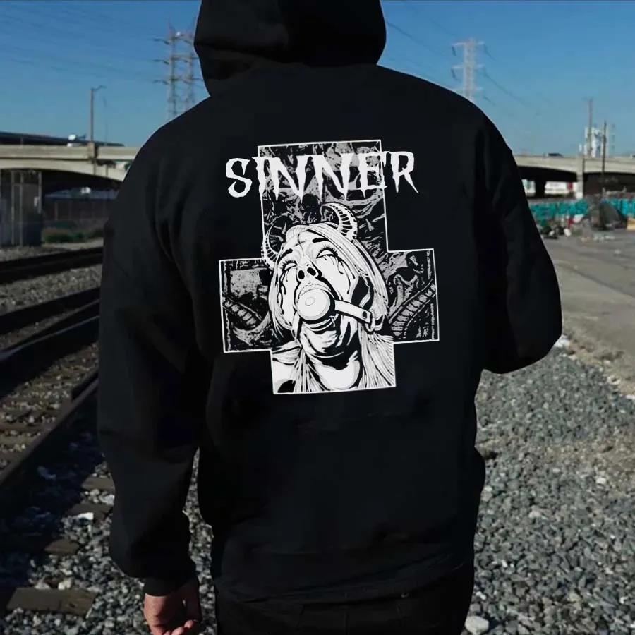 Sinner Printed Oversized Men's Hoodie