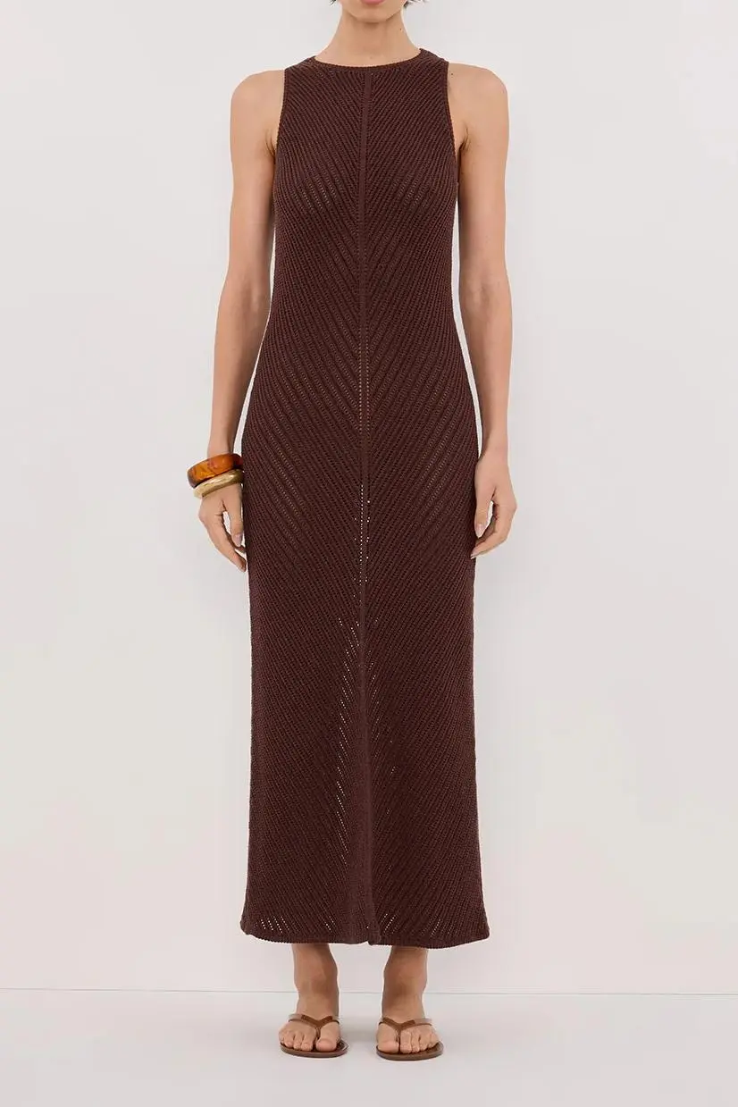 BLOOM CHOC CROCHET KNIT MAXI DRESS