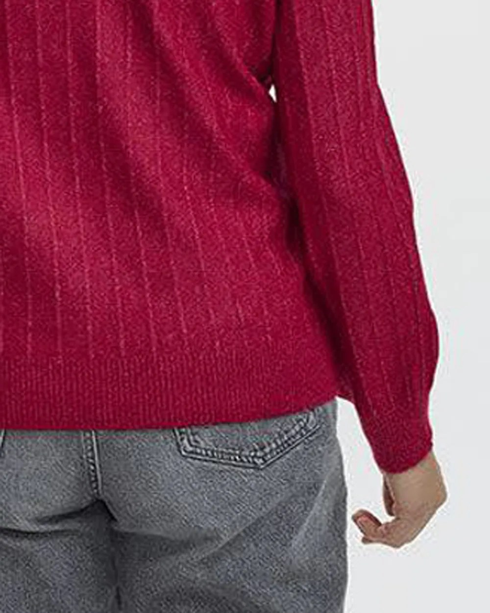 Long-Balloon-Sleeve V-Neck PlushSoft Sweater