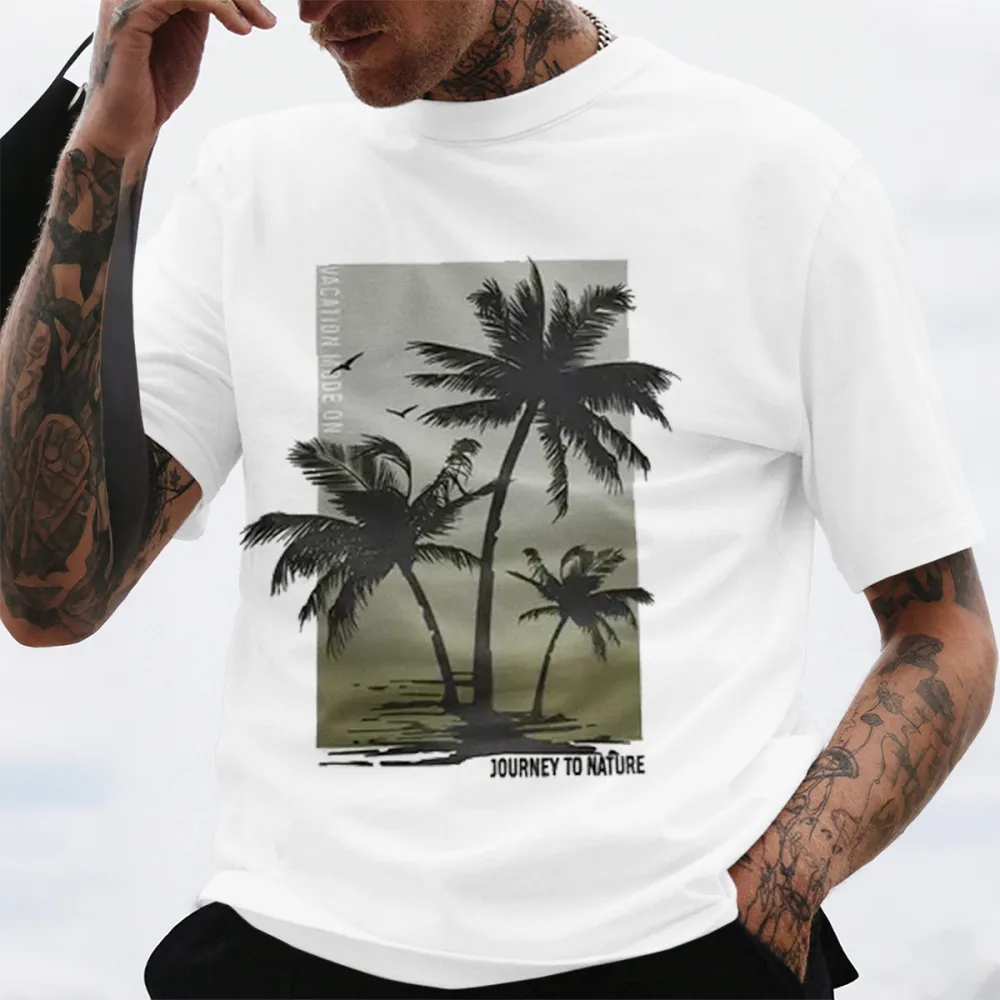 Hawaiian Style Coconut Tree Pattern T-Shirt