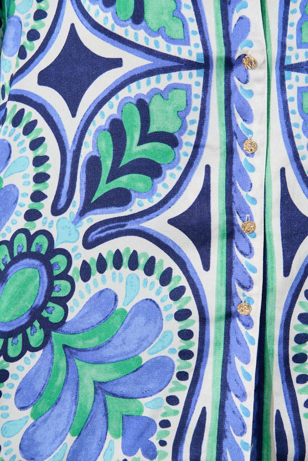 Blue Green Patterned Short Sleeve Shirt