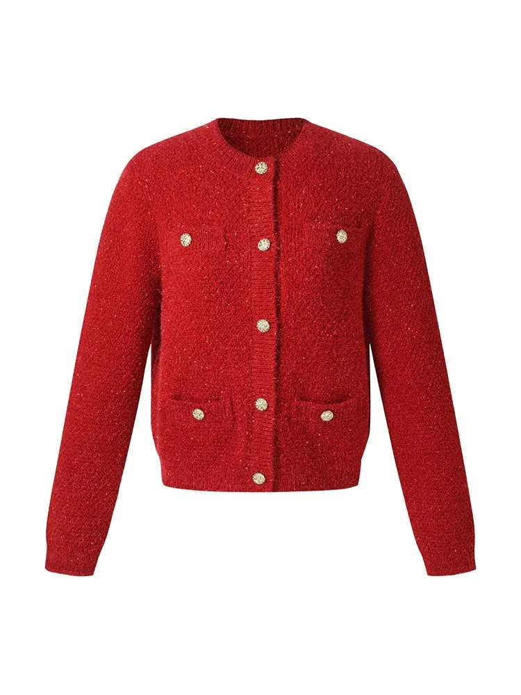 Wool Blend Sequins Women Cardigan