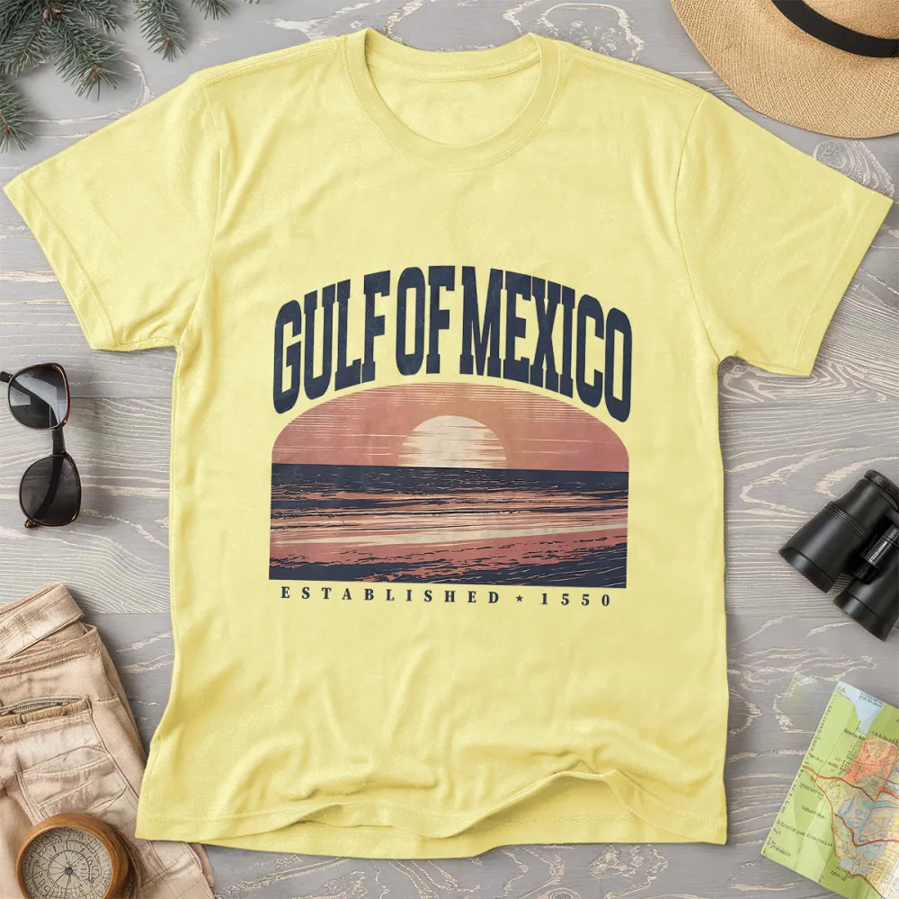 Gulf Of Mexico Varsity Sunset Comfort Colors T-Shirt