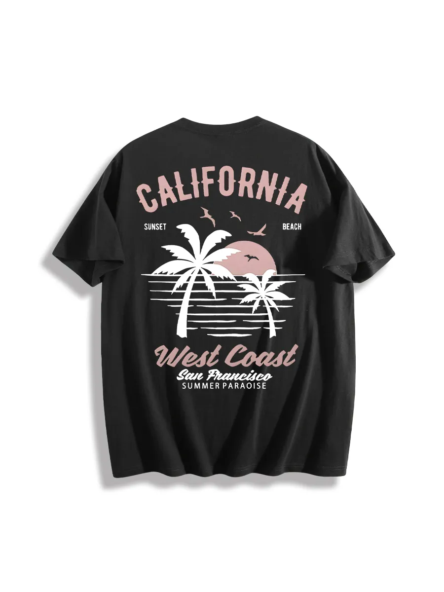 Beach Coast Summer Paradise Sunset Surf Beach Tee