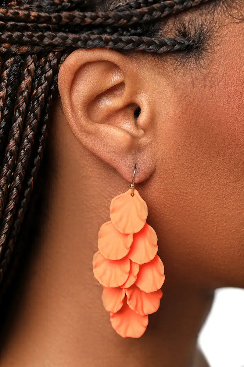 Orange Petal Dangle Earrings