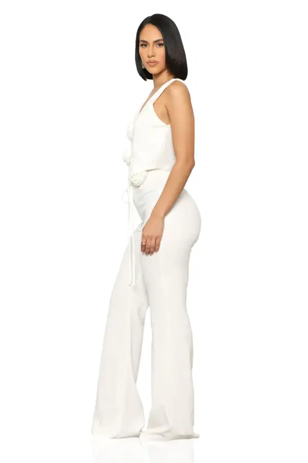 Rose Drift Pants Set (White)