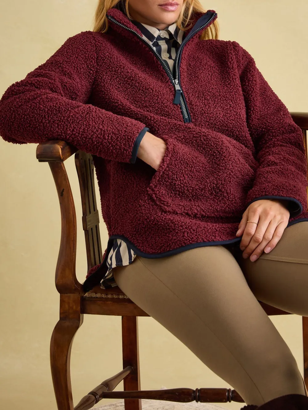 Regular Aldeburgh Burgundy Quarter Zip Fleece