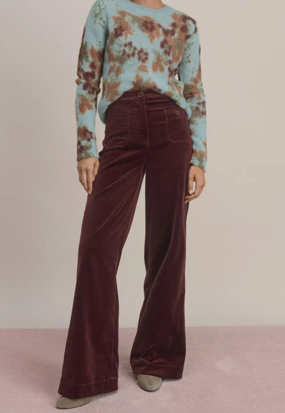 Velvet wide-leg trousers
Cotton velvet