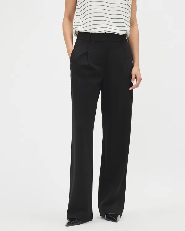 Black Luxe Knit High-Rise Long-Wide-Leg Pant