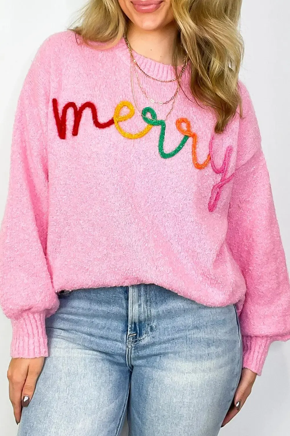 Merry Embroidred Knit Sweater