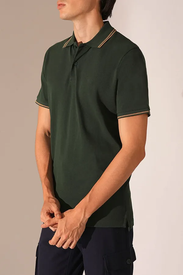 Green Embroidered Organic Cotton Polo