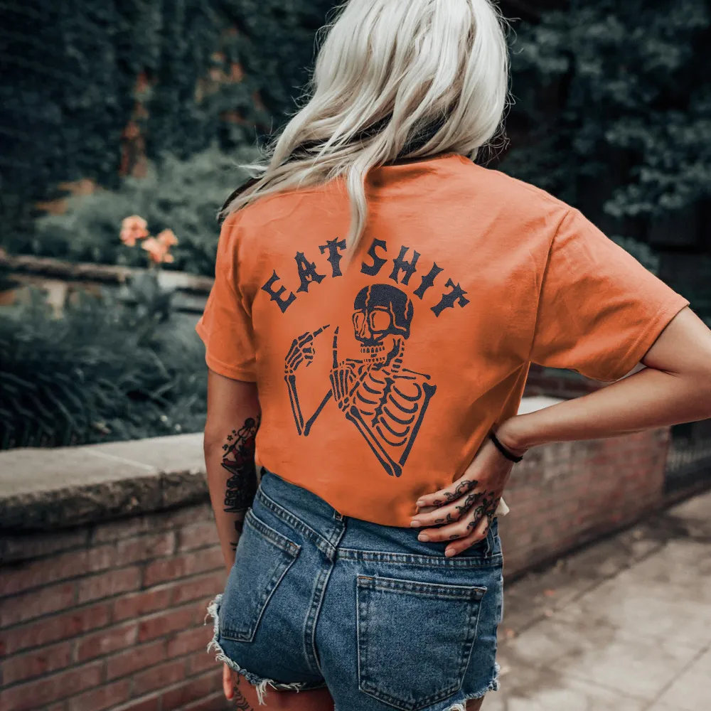 Eat Shit Printed Skeleton T-shirt