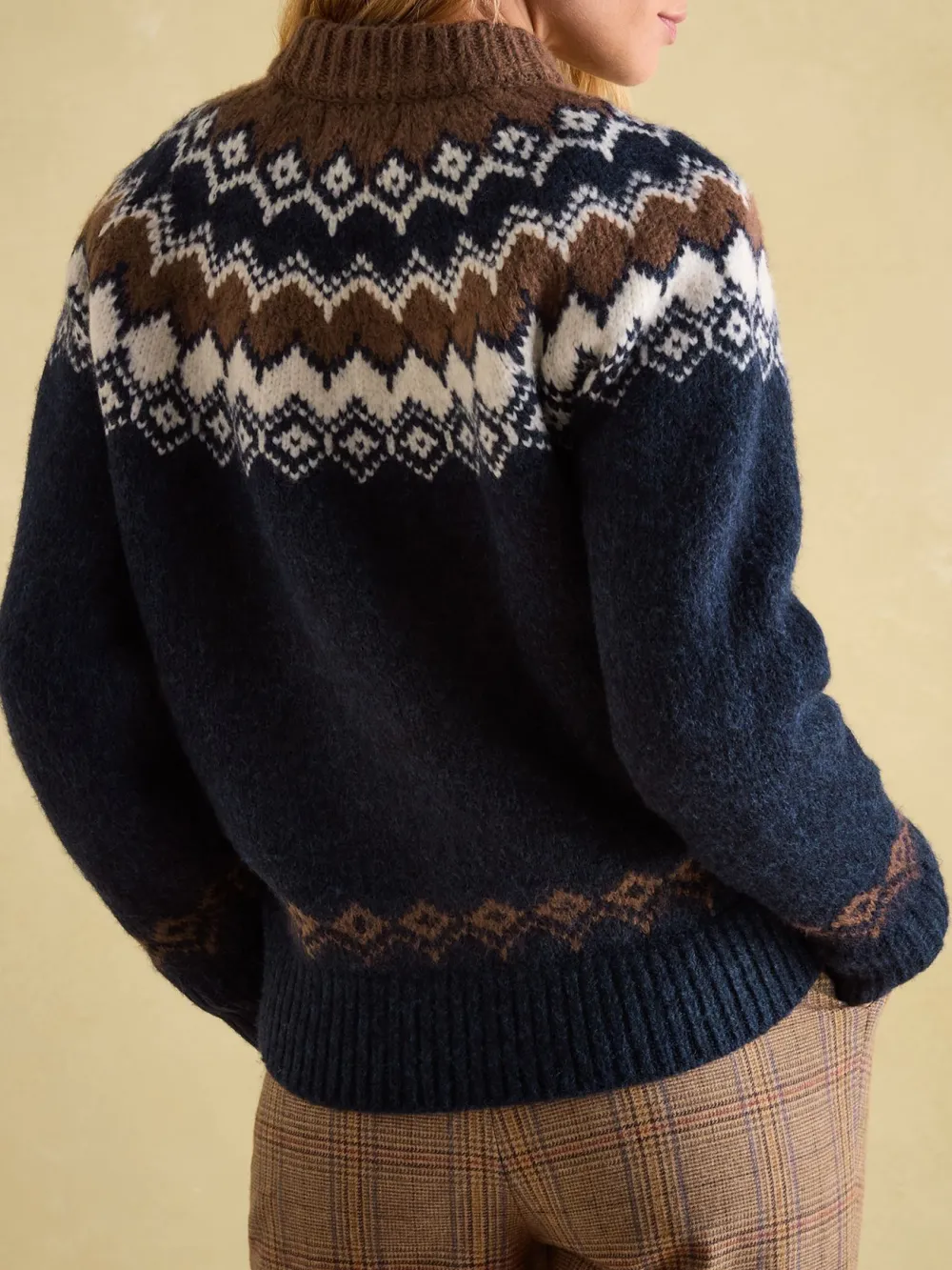 Lowry Navy/Camel Fairisle Pattern Jumper