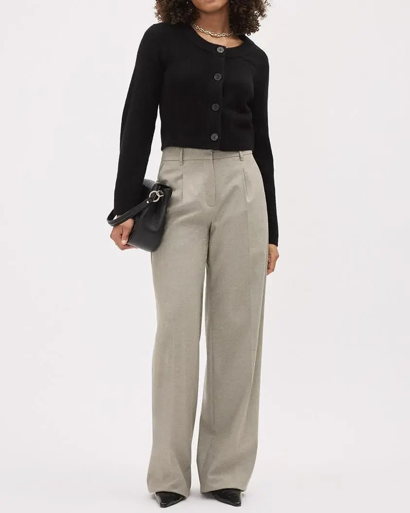 High-Rise Wide-Leg Flannel Pant