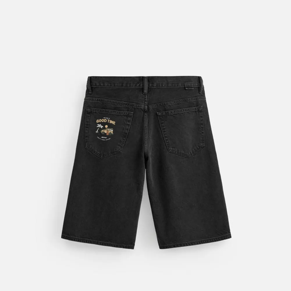 Good Time Weekend Salty Vibes Goods Printed Denim Shorts