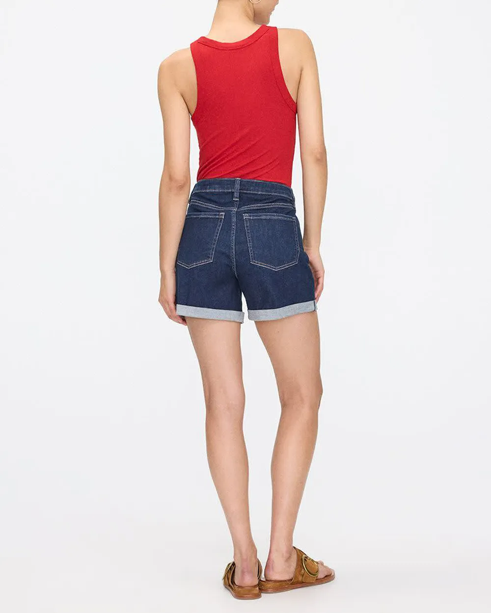 Mid-Rise Denim Shorts with Rolled Hem