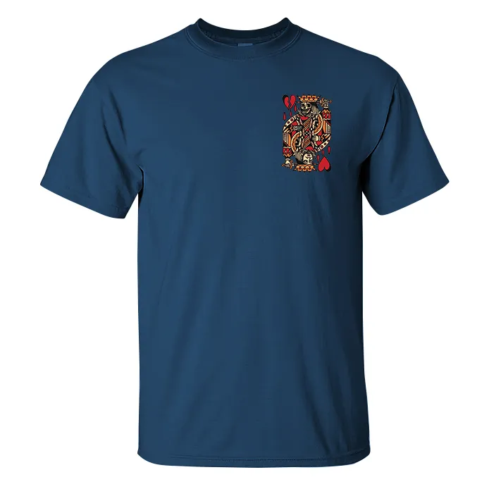Playing Card Skull Print Casual T-shirt