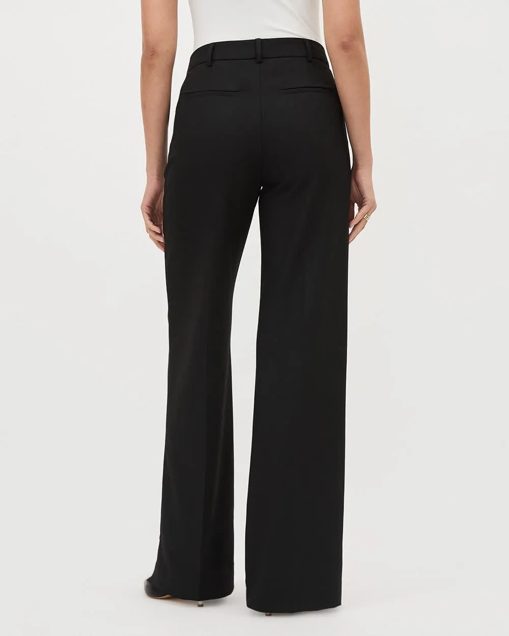 Black Wide-Leg High-Rise Wool-Blend Pant