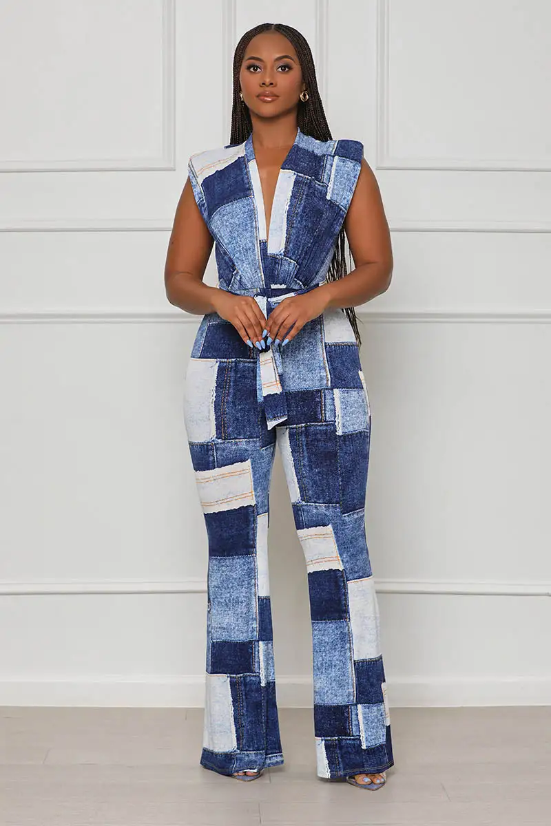 Bell Of Denim Patchwork Denim Jumpsuit-FINAL SALE