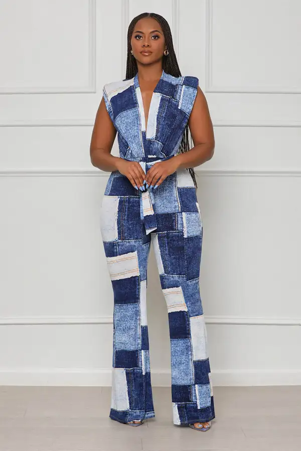 Bell Of Denim Patchwork Denim Jumpsuit-FINAL SALE