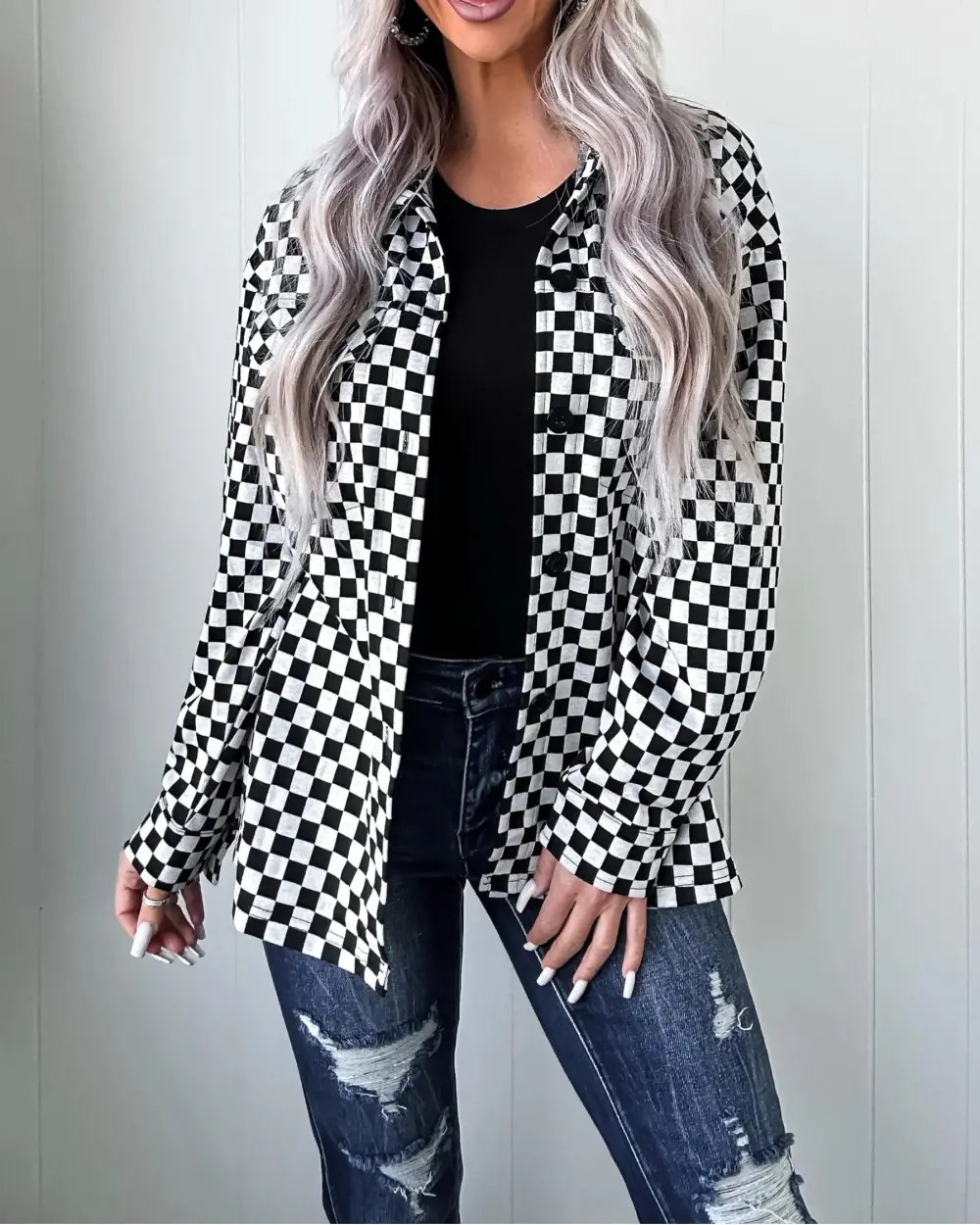 Modern Classic Checkered Jacket - Black