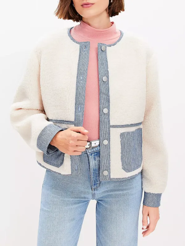 Denim Trim Sherpa Jacket