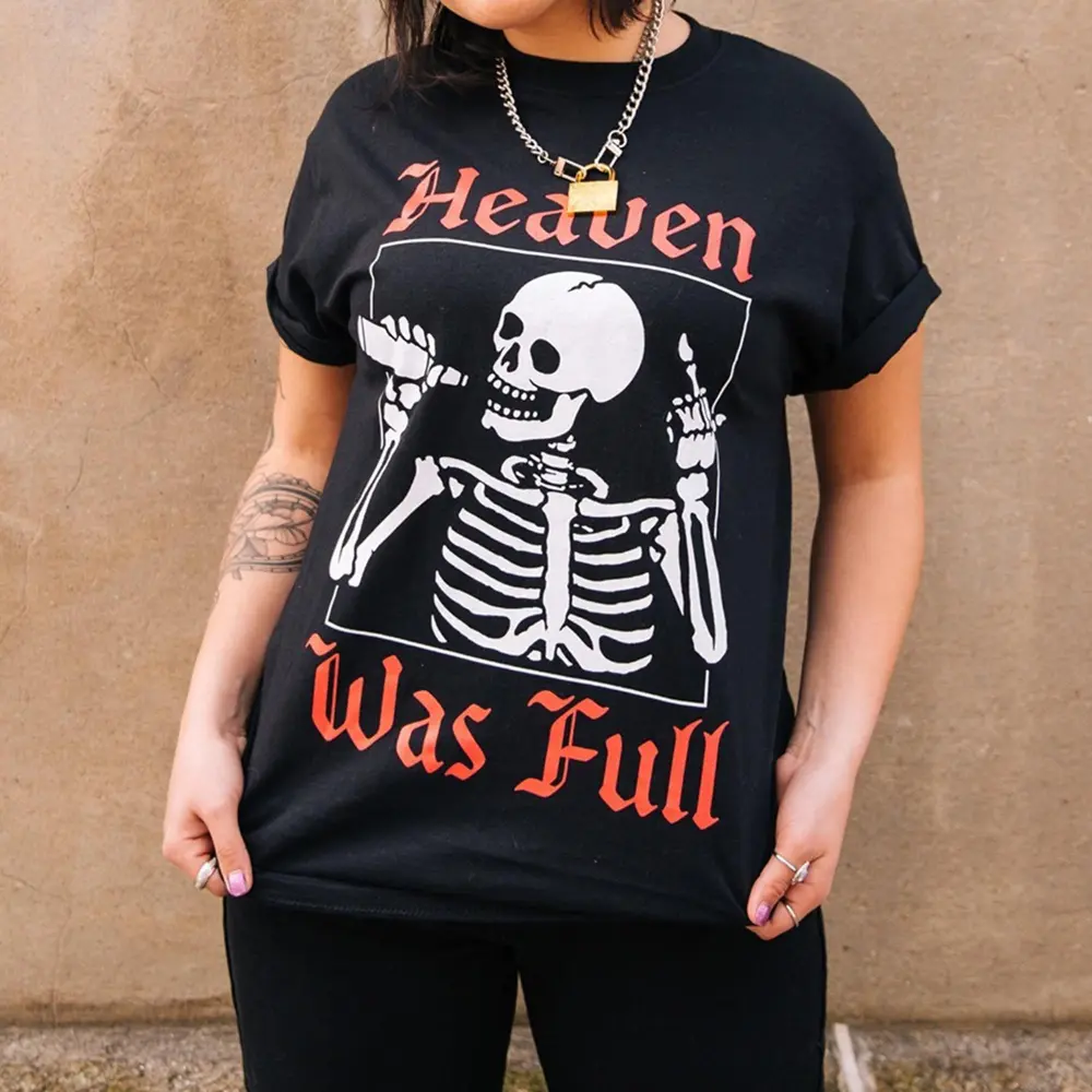 Heaven Was Full Skull Printed Women's T-shirt
