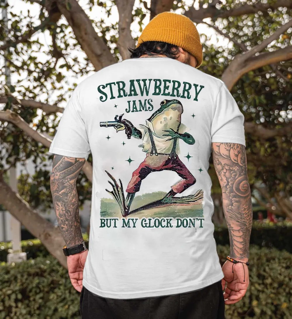 Strawberry Jams But My Glock Don't Printed Men's T-shirt