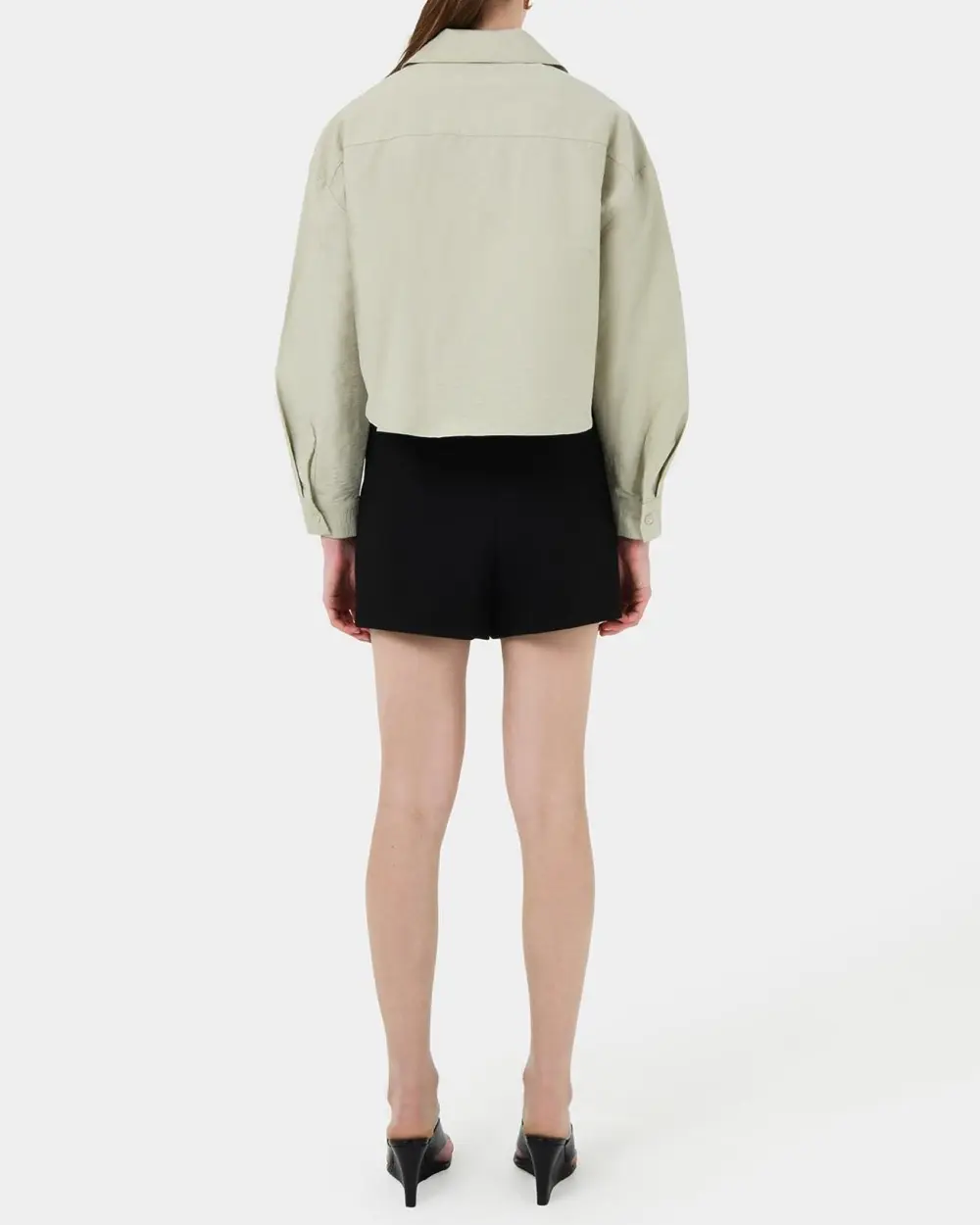 Collared Neckline Crop Pocket Shirt