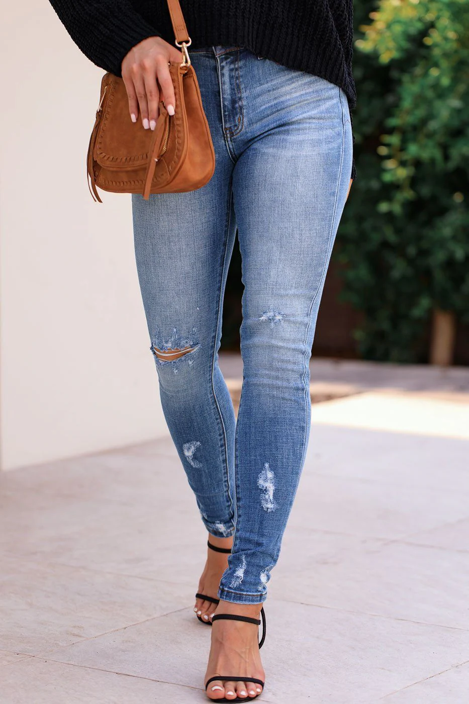 Distressed Light Wash Skinny Jeans