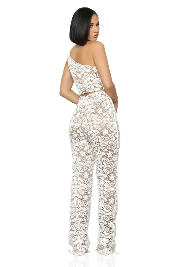 Lace Me Up Pants Set (Cream)-FINAL SALE