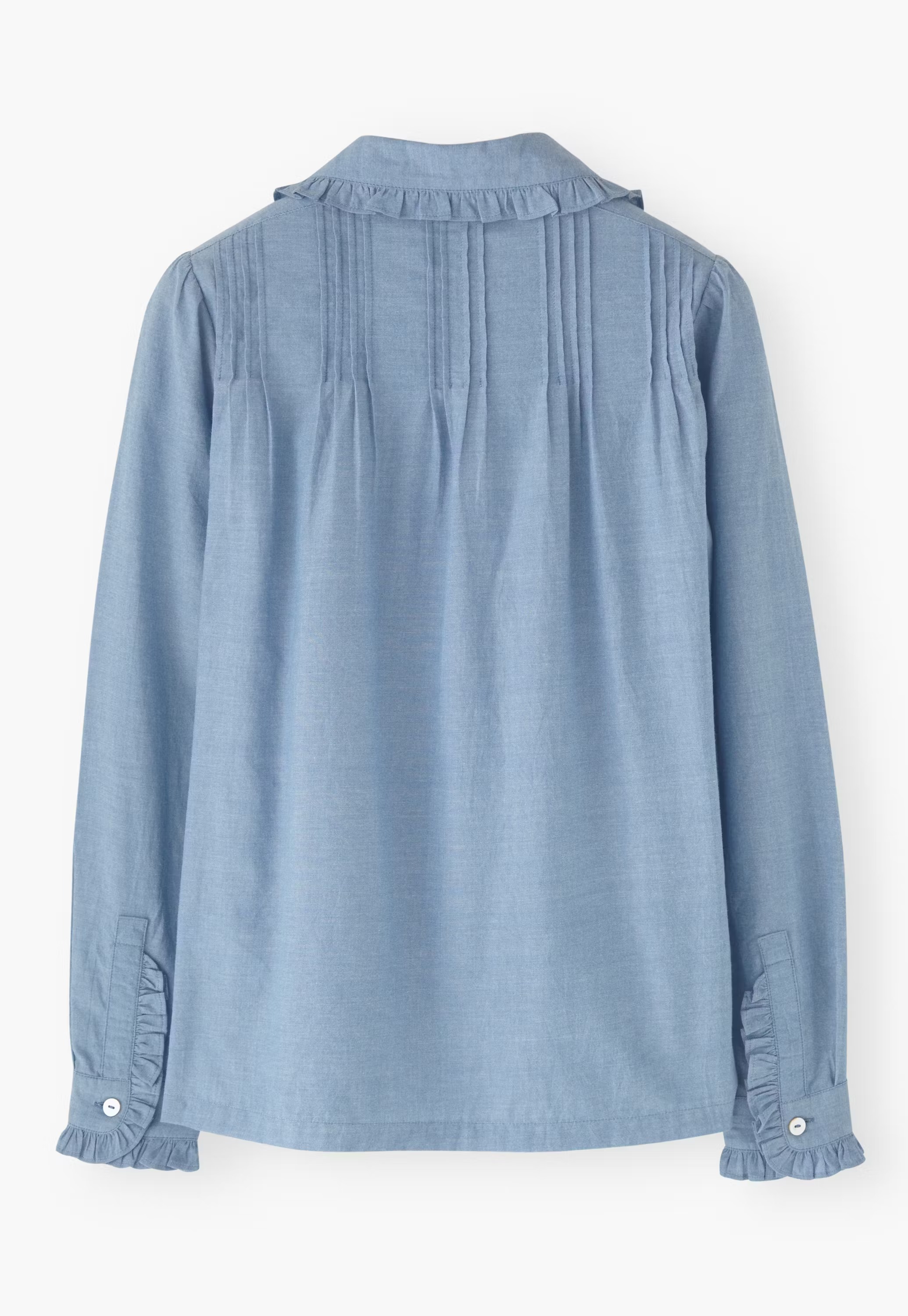 Pleated chambray blouse
Fine cotton