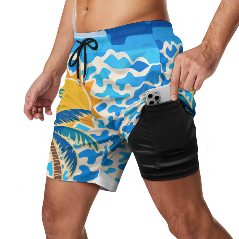 Coconut Tree Summer Sports Beach Shorts By The Sea