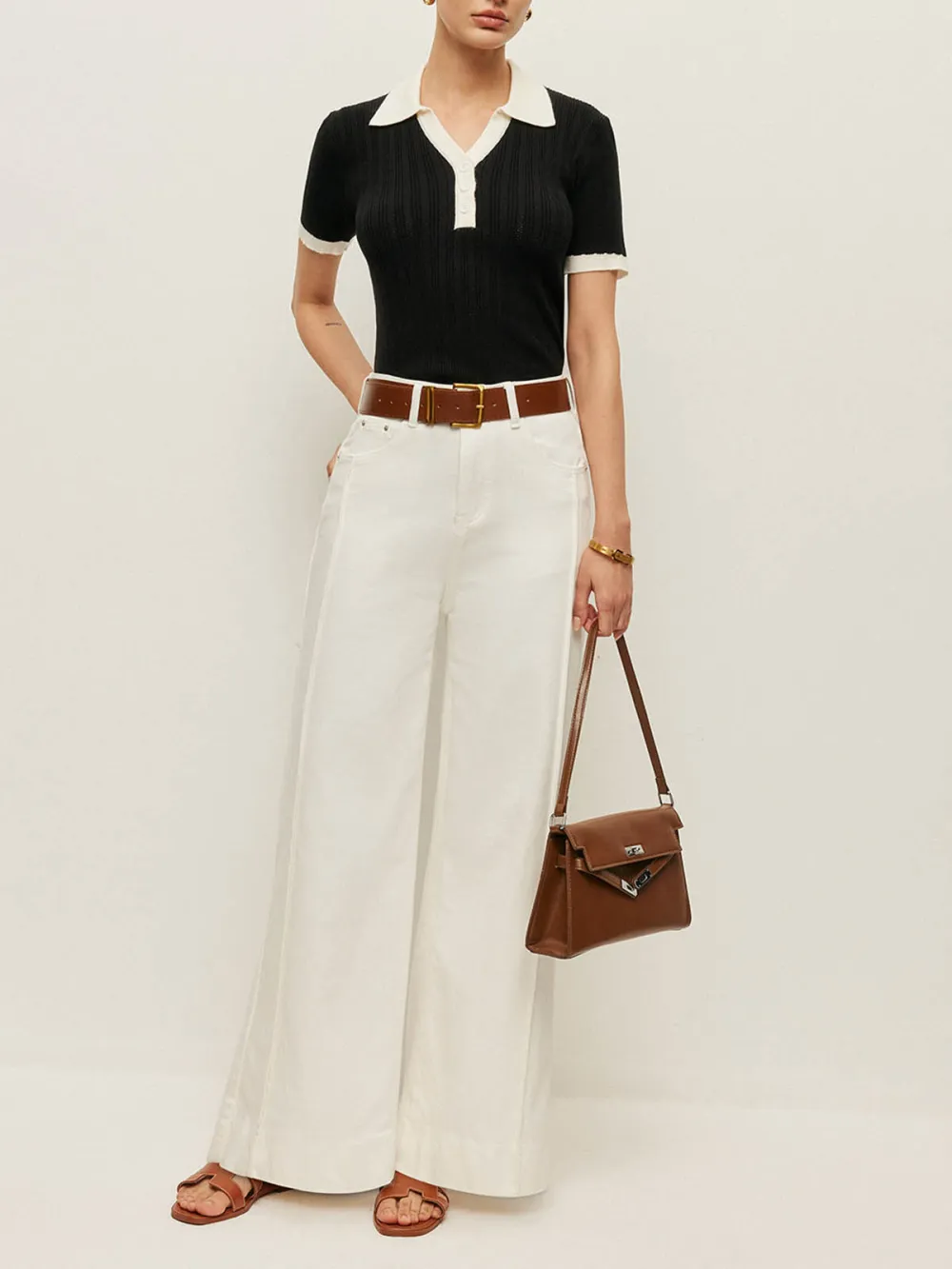 High-Waist Wide-Leg Jeans With Belt