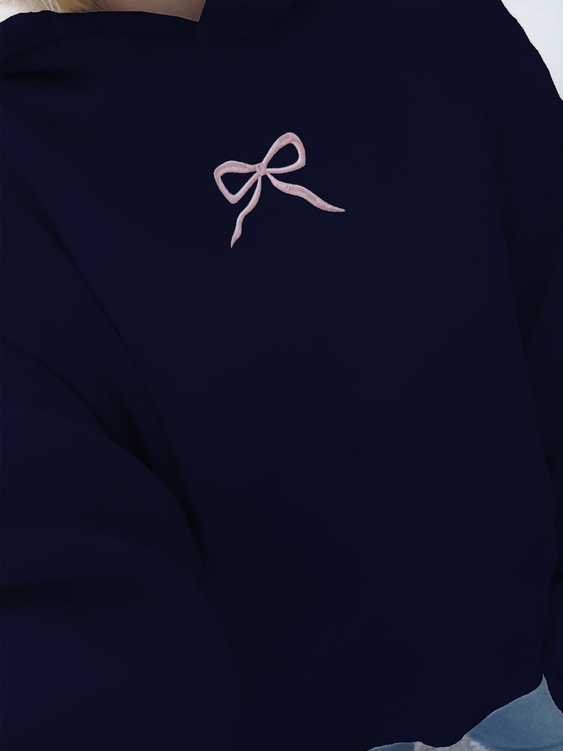 Embroidered Bow Printed Hoodie