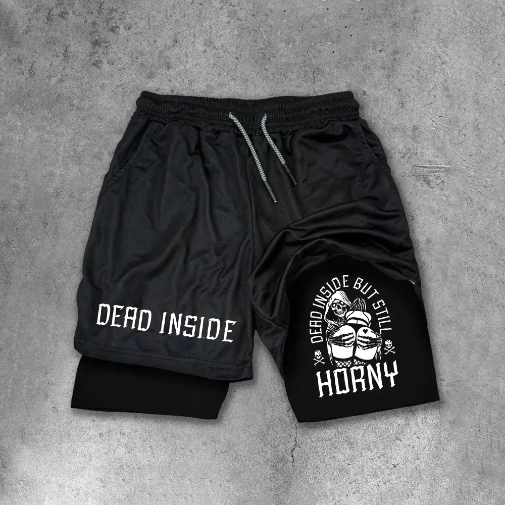 Dead Inside Print Men's All-In-One Fitness Shorts