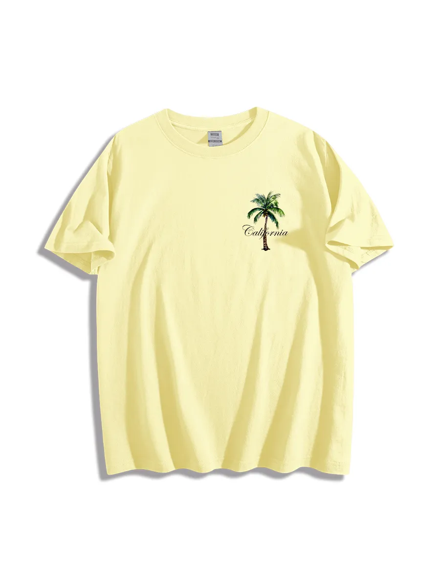 Street Life Men Slogan & Palm Tree Print Tee